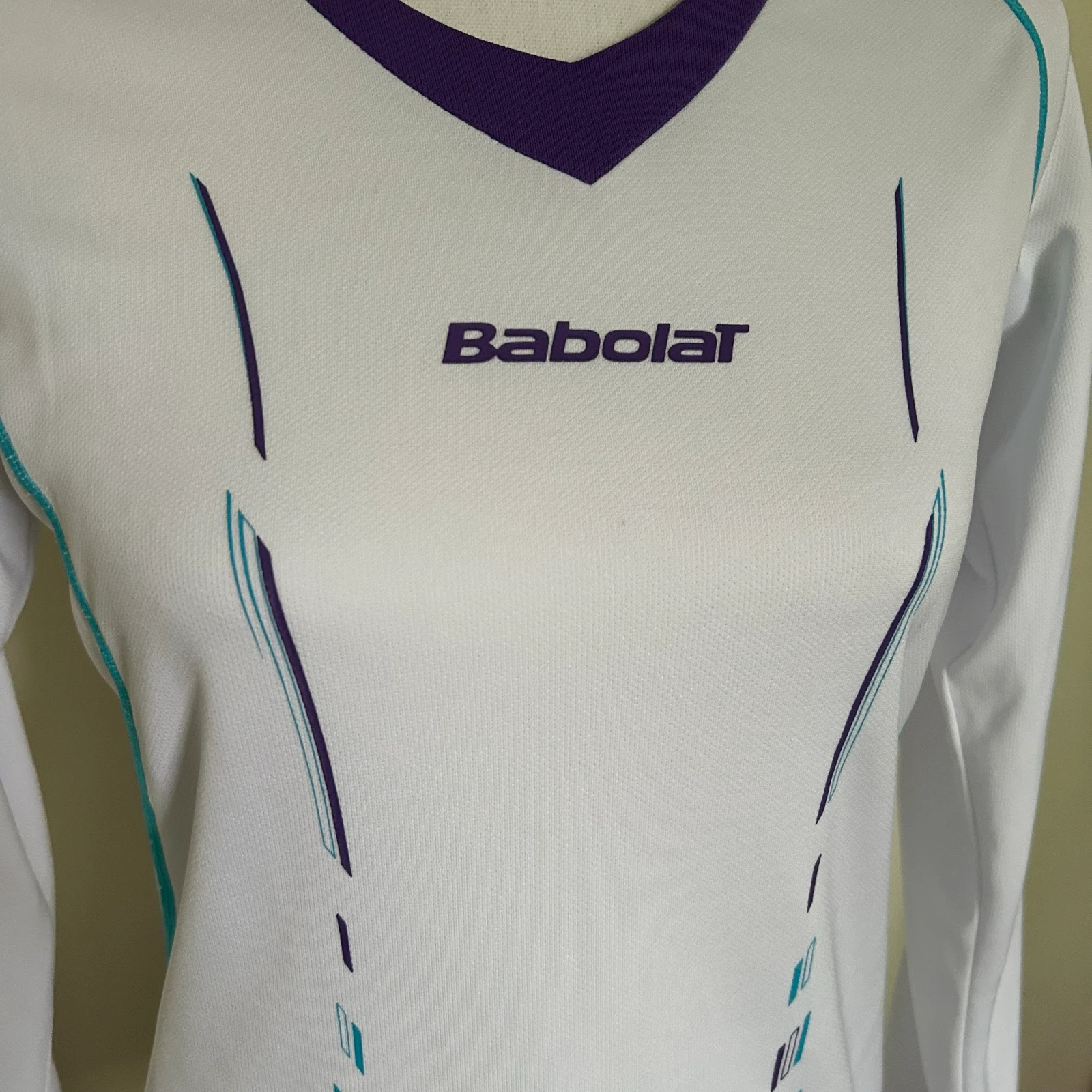 Babolat Sports Shirt / Tennis Shirt Long Sleeve – White / Purple / Blue – Size M – photo 2